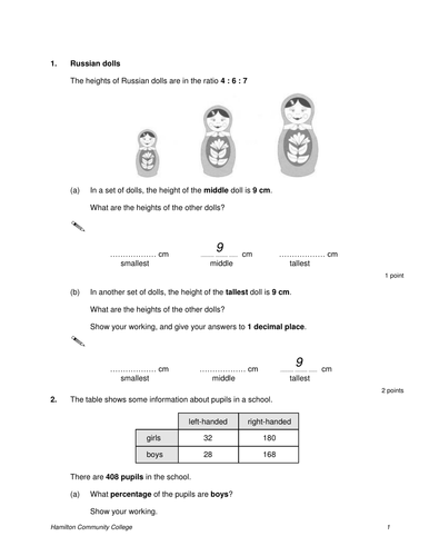Ratio Sats L6+ Worksheets