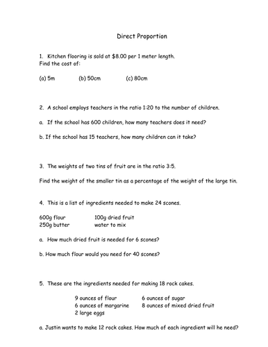 Ratio Revision Worksheet