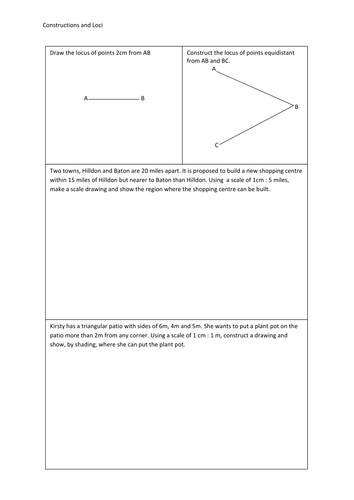 Constructions and Loci write on sheet