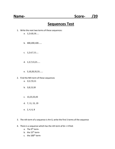 Sequences Test