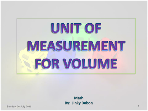 Units of Measurement for Cube and Cuboid