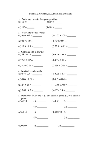 Scientific Notaion; Eponents and Decimals