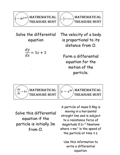 Differential Equations Treasure Hunt