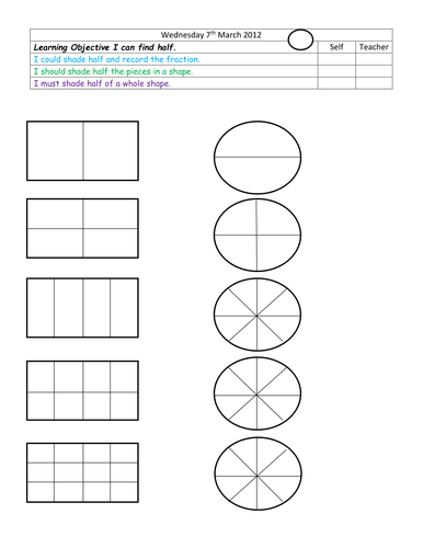 Find half of given shapes