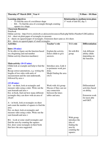 Outstanding Area lesson
