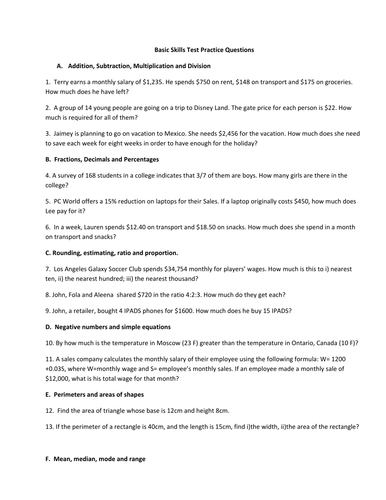 Basic Numeracy Skills by tackleberi - UK Teaching Resources - TES