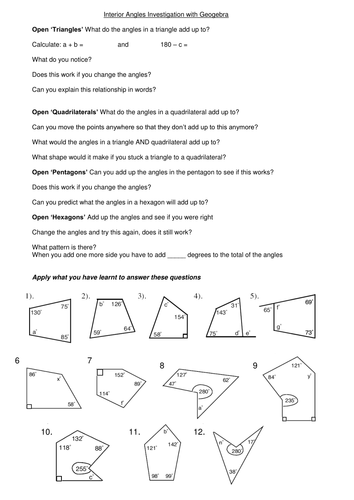 Investigating Interior Angles With Geogebra By Laura