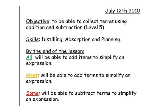 Collecting Like terms.