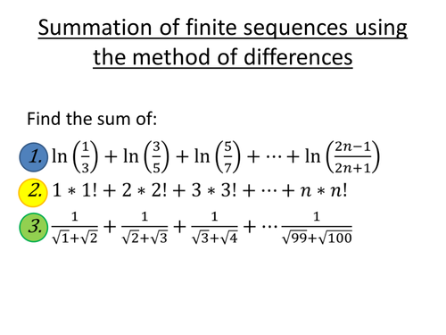 Summing finite series using method of differences