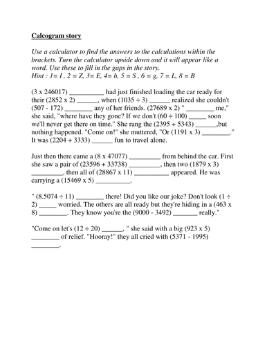 Calcogram word puzzle