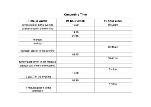 Telling Time in Different Ways