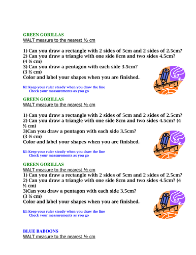 Drawing Lines To Nearest Cm : Drawing and measuring shapes to the nearest cm by