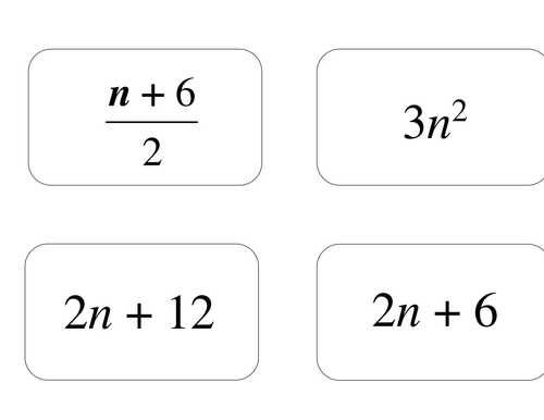 Algebra card matching