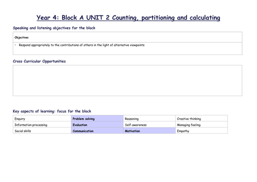 Math outline plans for all blocks and units
