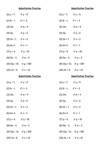Printables Substitution Worksheet ks3 maths algebra simple substitution worksheet by lauramathswilson teaching resources tes