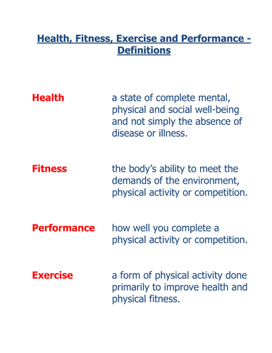 Health; Exericse; Fitness & Performance