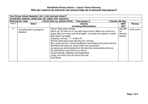 2nd grade gymnastics planning