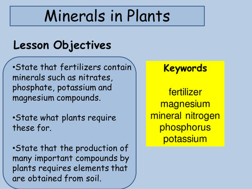 Minerals in plants