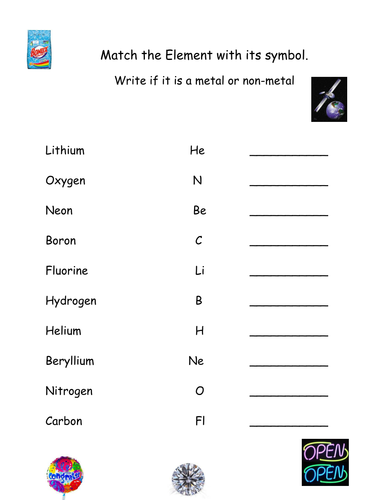 Element to symbol matching exercise