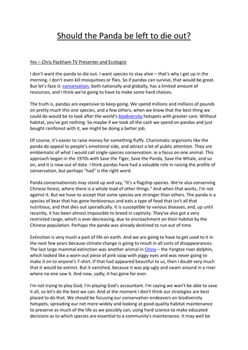 Conservation - should the panda be left to die out