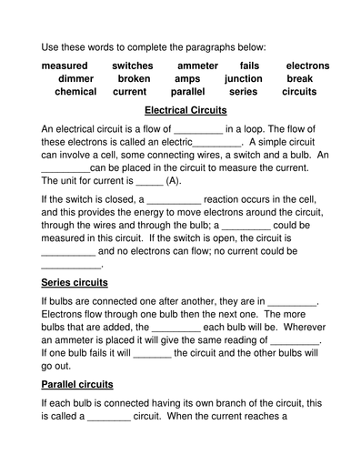 electrical circuit worksheets circuit diagram images