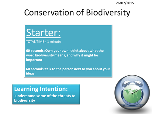 Conservation of Biodiversity lesson