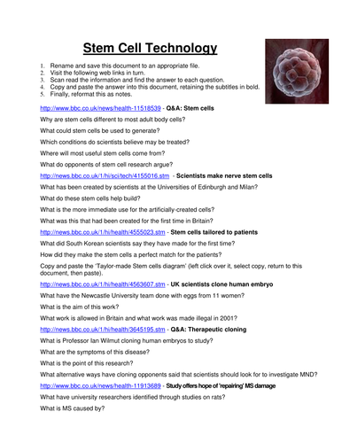 Stem Cells Guided internet Research