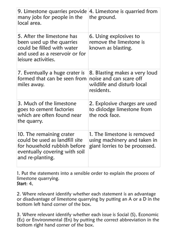 Handout on limestone issues