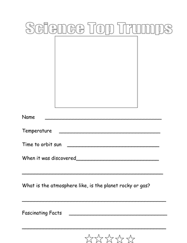 Top Trumps Sheet