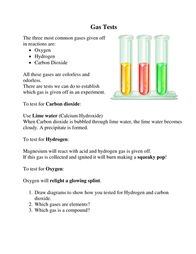 Chemical test for oxygen picture