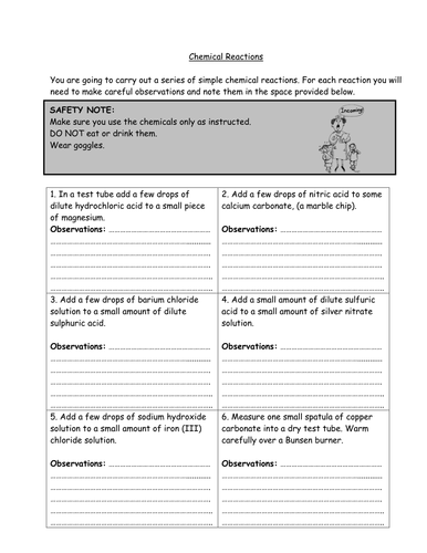 Making observations practical worksheet