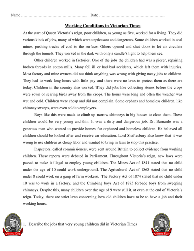 Working conditions in Victorian Time comprehension