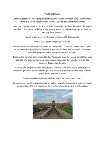 The Final Solution - Holocaust Lesson PowerPoint