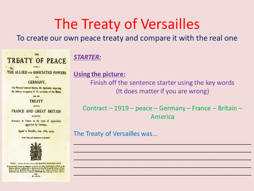 The Treaty of Versailles - Lesson PowerPoint