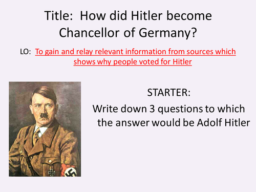 How Hitler Became Chancellor Lesson PP