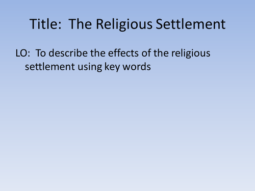 Elizabeth 1 – religious Settlements