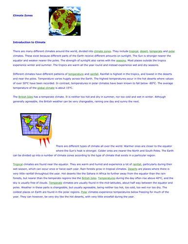 World Climate Zones Information