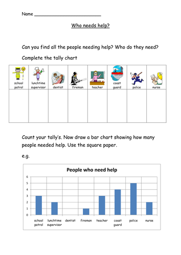 Tally chart of people who help us