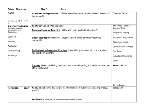 Lesson Plan Template | Teaching Resources