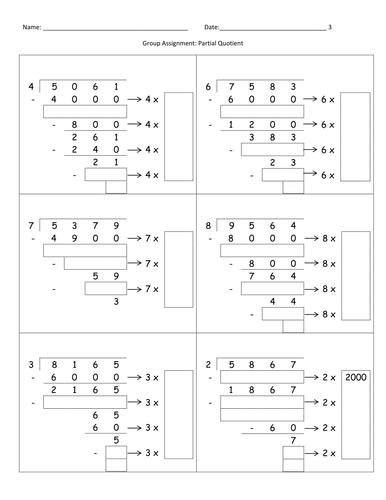 Partial Quotient -Repeated Subtactrion Division | Teaching Resources