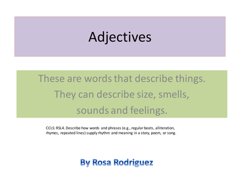 Second grade Adjectives | Teaching Resources