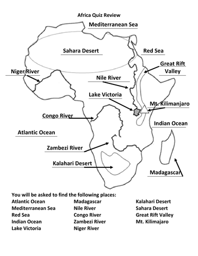 africa geography quiz teaching resources