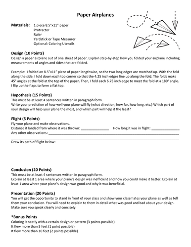 Paper Airplanes Activity | Teaching Resources