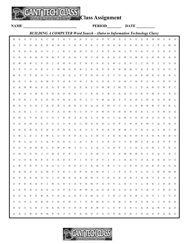 Word Search Activity (Build A Computer) by ganttech | Teaching Resources