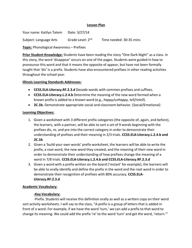 Prefixes Lesson Plan | Teaching Resources