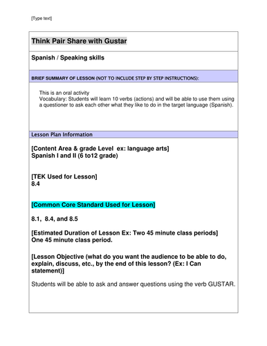 The verb gustar | Teaching Resources