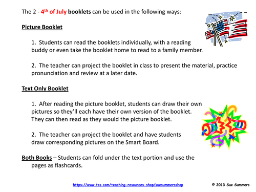 4th of July 2 Emergent Reader Booklets and Presentation