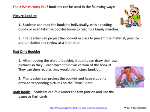 Body Parts What Hurts You? 2 Emergent Reader Booklets - ENGLISH