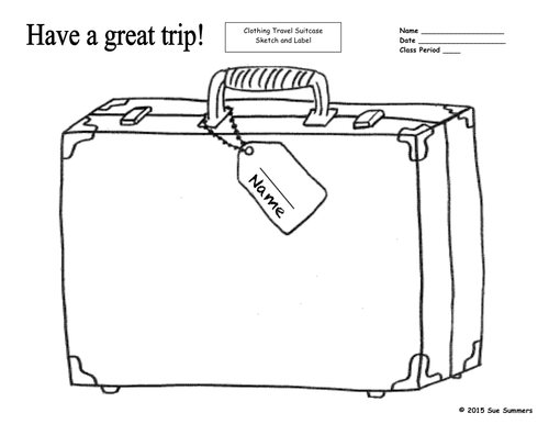 Clothing Travel Suitcase Sketch and Label