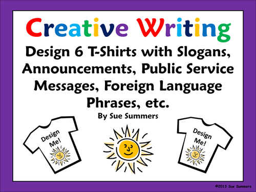 Creative Writing T-Shirt Activity - Design and Label 6 T-Shirts
